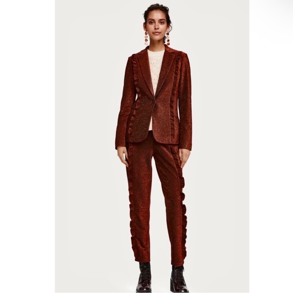 NEW SCOTCH & SODA METALLIC RUFFLED BLAZER - Picture 10 of 10